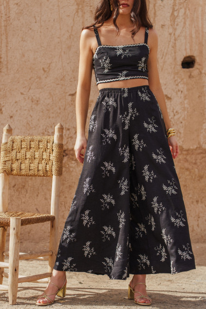 PANTALON POWDER BRODERIE NOIR