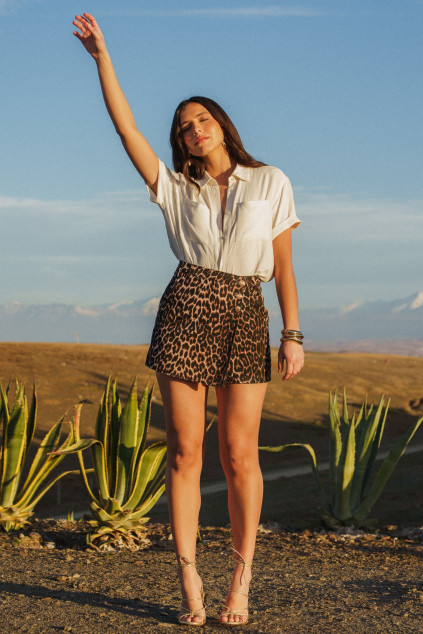 JARISSA LEOPARD SHORT SKIRT