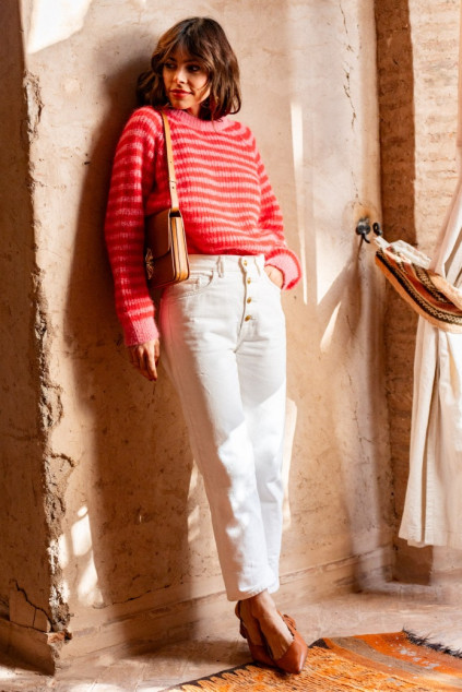 PULL LUISA STRIPED PINK RED