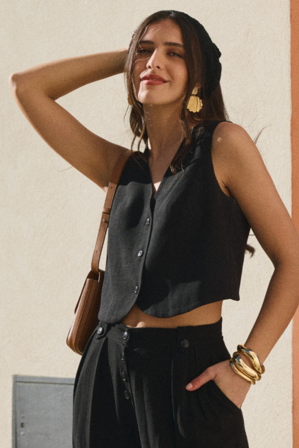 BLOUSE BOSSY LINO NOIR