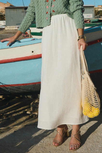 JUPE JACYNTH GAZE BLANC