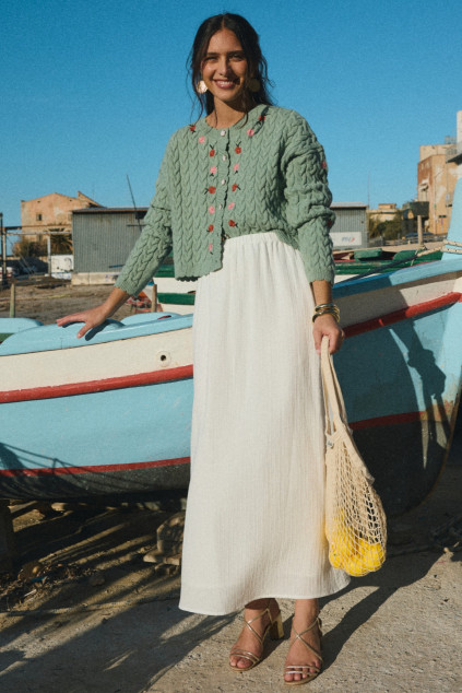 JUPE JACYNTH GAZE BLANC