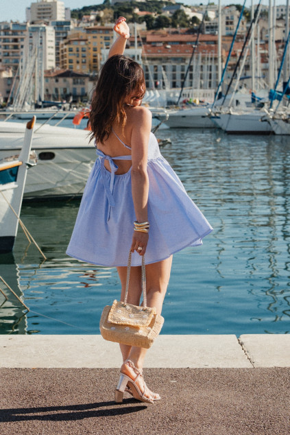 ROBE RILLA CHAMBRAY BLEU