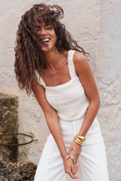 BEIGE GUIPURE TOP
