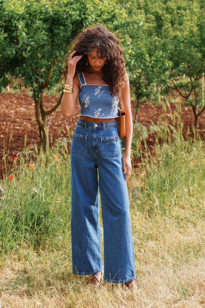TOP BURGA EMBROIDERY BLUE