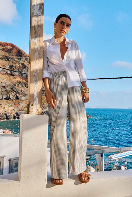 ECRU CHECKERED COLE PANTS