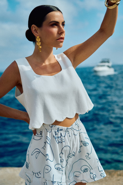 TOP TYMEA WHITE LINEN