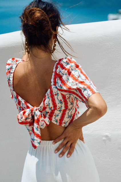 BROWN PRINTED BLOUSE...
