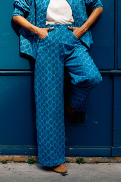 DIEGO BLUE EMBROIDERY PANTS