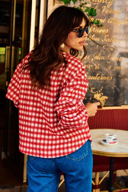 BALTIMORE CHECKED BLOUSE RED