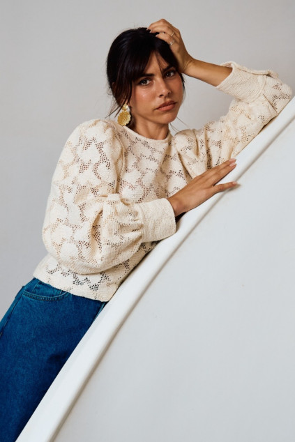 TESLA HEART BLOUSE ECRU