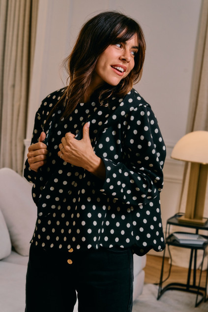 BLACK POLKA DOT BERNARD BLOUSE