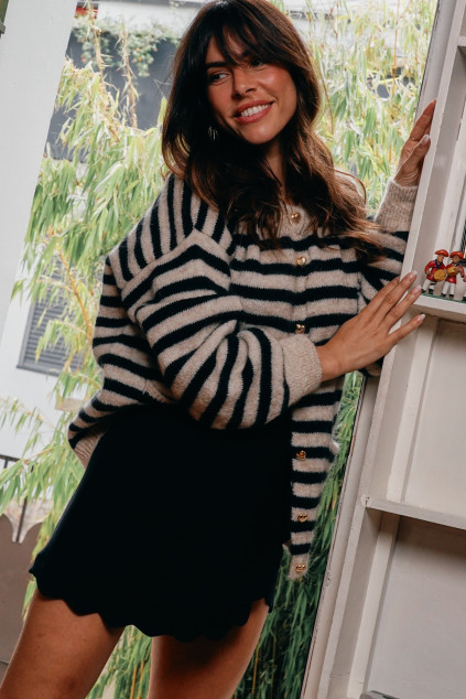 GILET LALLIA RAYURES MARINE