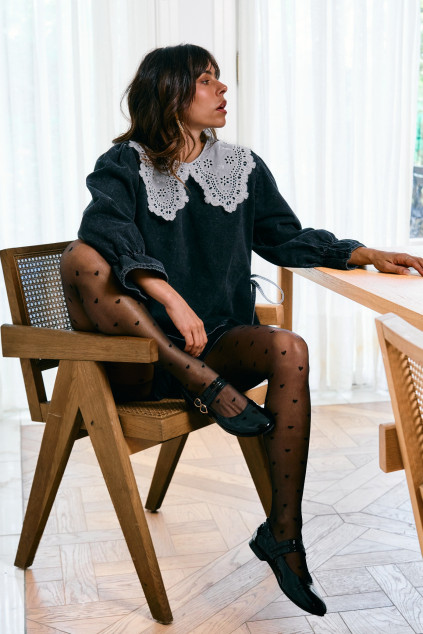 BARTA BLACK DENIM BLOUSE