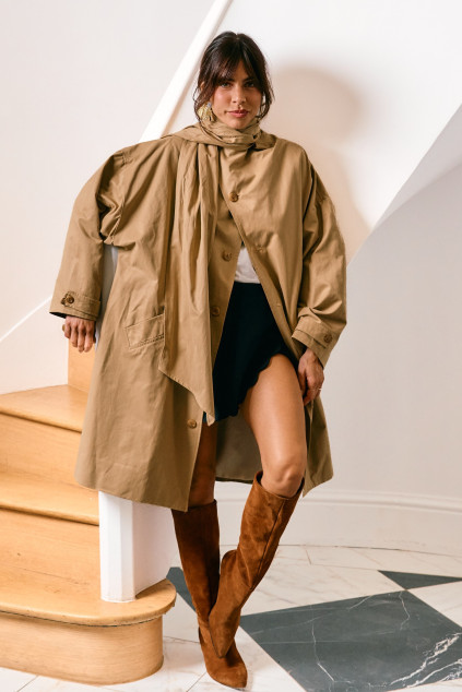 MATHIEU GABARDINE CAMEL TRENCH