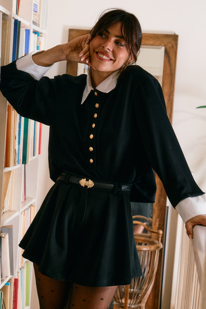 BLACK TWILL BODRIGUE BLOUSE